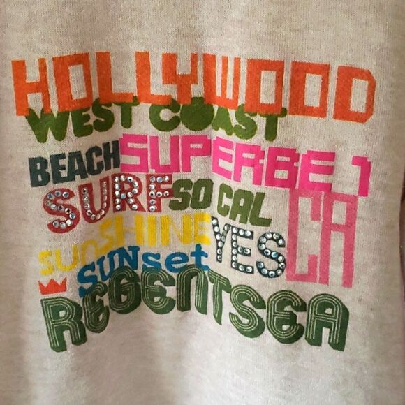 Le Superbe Bay Street California Hollywood Bedazzled Sweatshirt NWT Size Small - Picture 3 of 8